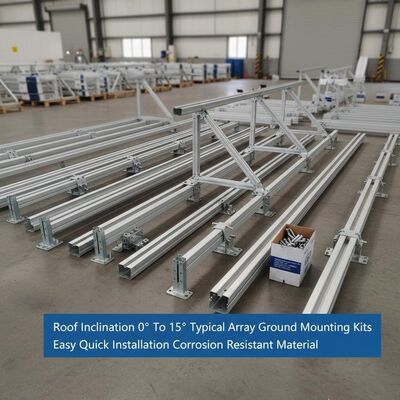 Un buen precio. Inclinación de 0° a 15° Kits típicos de montaje en tierra para paneles solares Instalación fácil y rápida Material resistente a la corrosión en línea